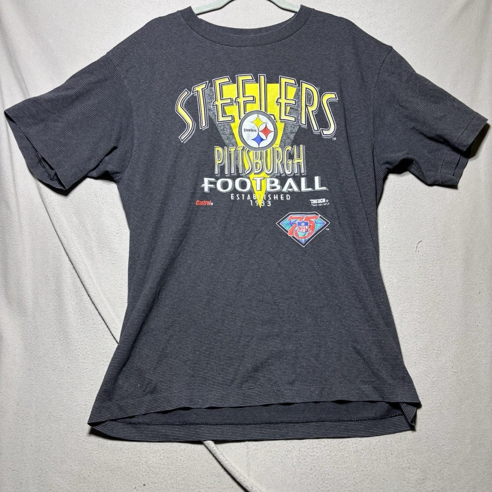 1994 Pittsburgh‎ Steelers Logo Trench Tags Single Stitch Tshirt Sz-XL Men's